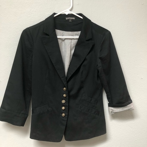 Express Black Tailored Blazer with Cropped Length and Structured Shoulders - Picture 1 of 5